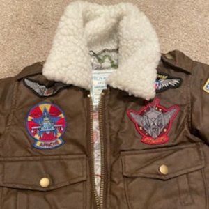Take Off in Style: Toddler Faux Leather Bomber Jacket with Map Interior!